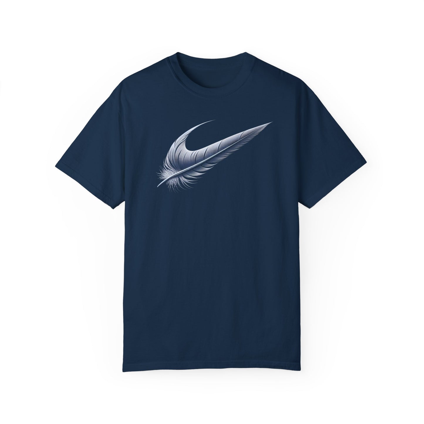 Stylish Unisex Garment-Dyed T-Shirt with Feather Design