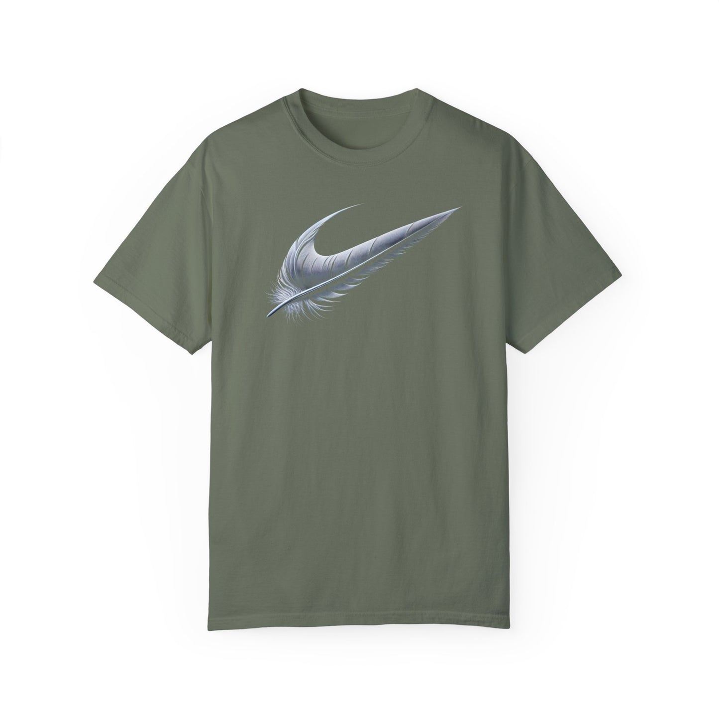Stylish Unisex Garment-Dyed T-Shirt with Feather Design