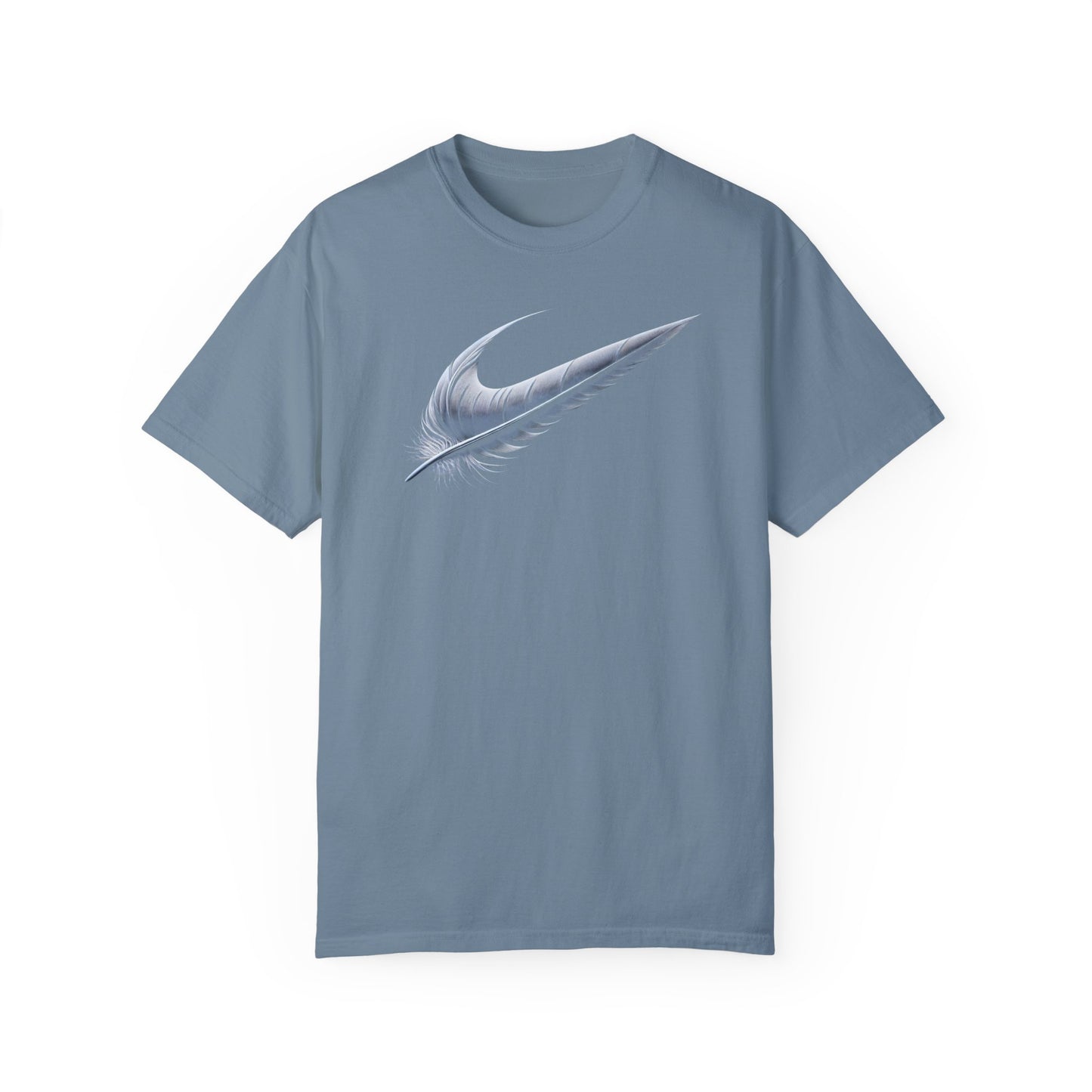 Stylish Unisex Garment-Dyed T-Shirt with Feather Design