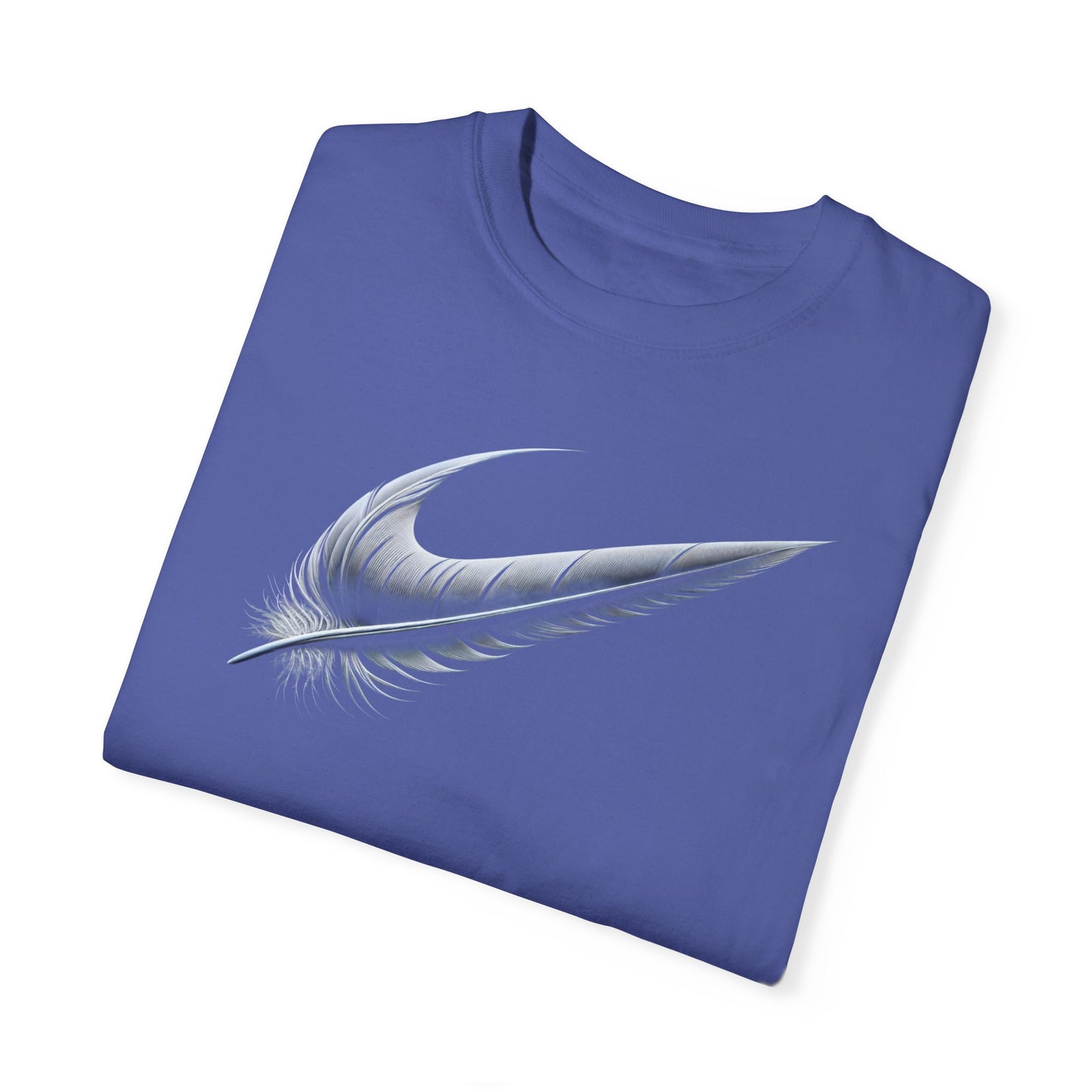Stylish Unisex Garment-Dyed T-Shirt with Feather Design