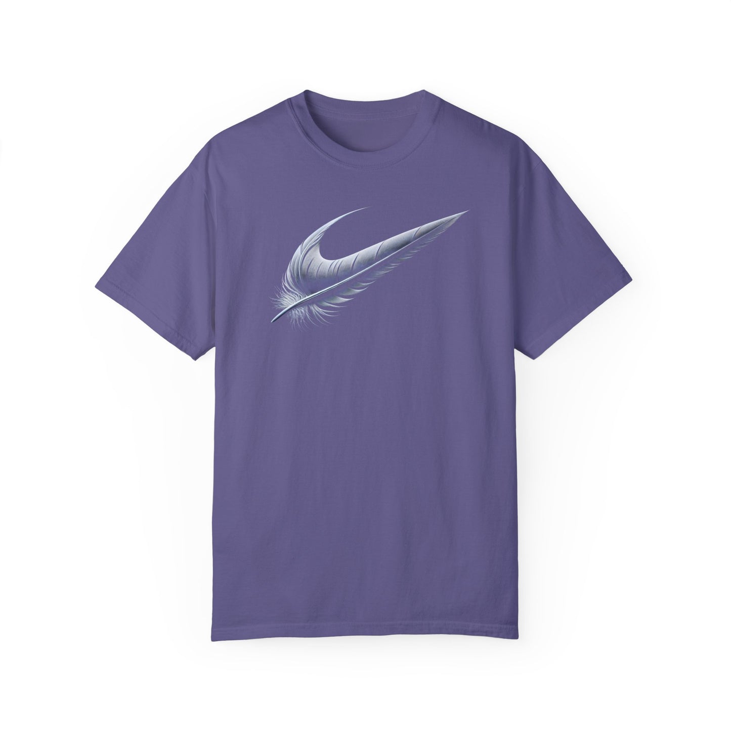 Stylish Unisex Garment-Dyed T-Shirt with Feather Design