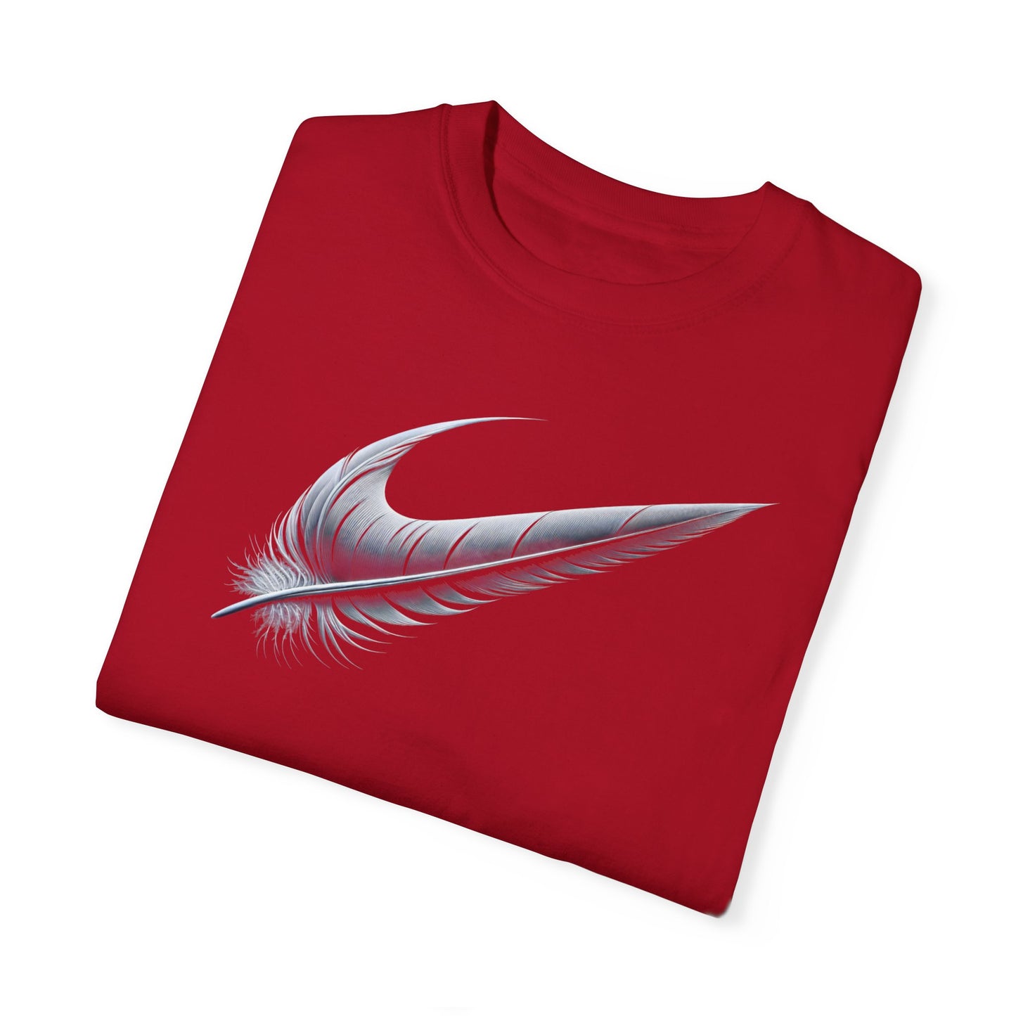 Stylish Unisex Garment-Dyed T-Shirt with Feather Design