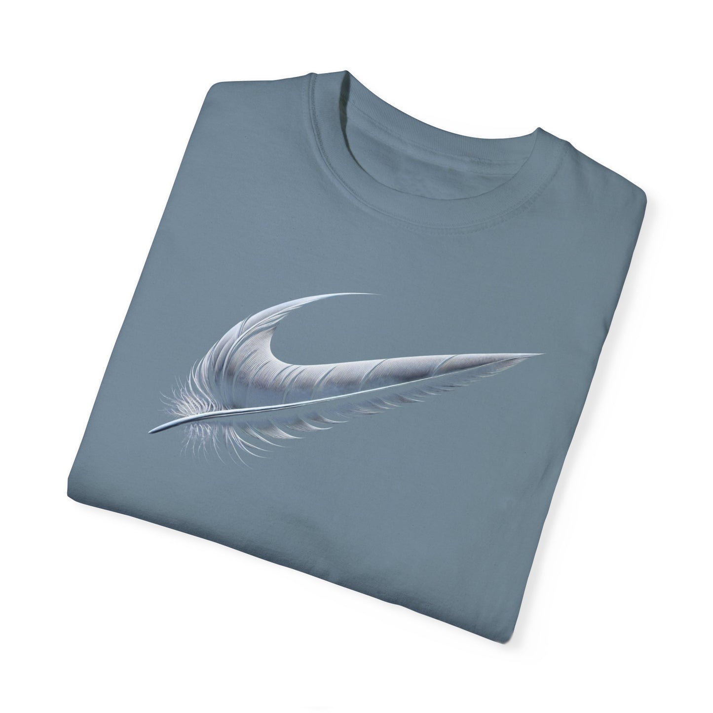 Stylish Unisex Garment-Dyed T-Shirt with Feather Design