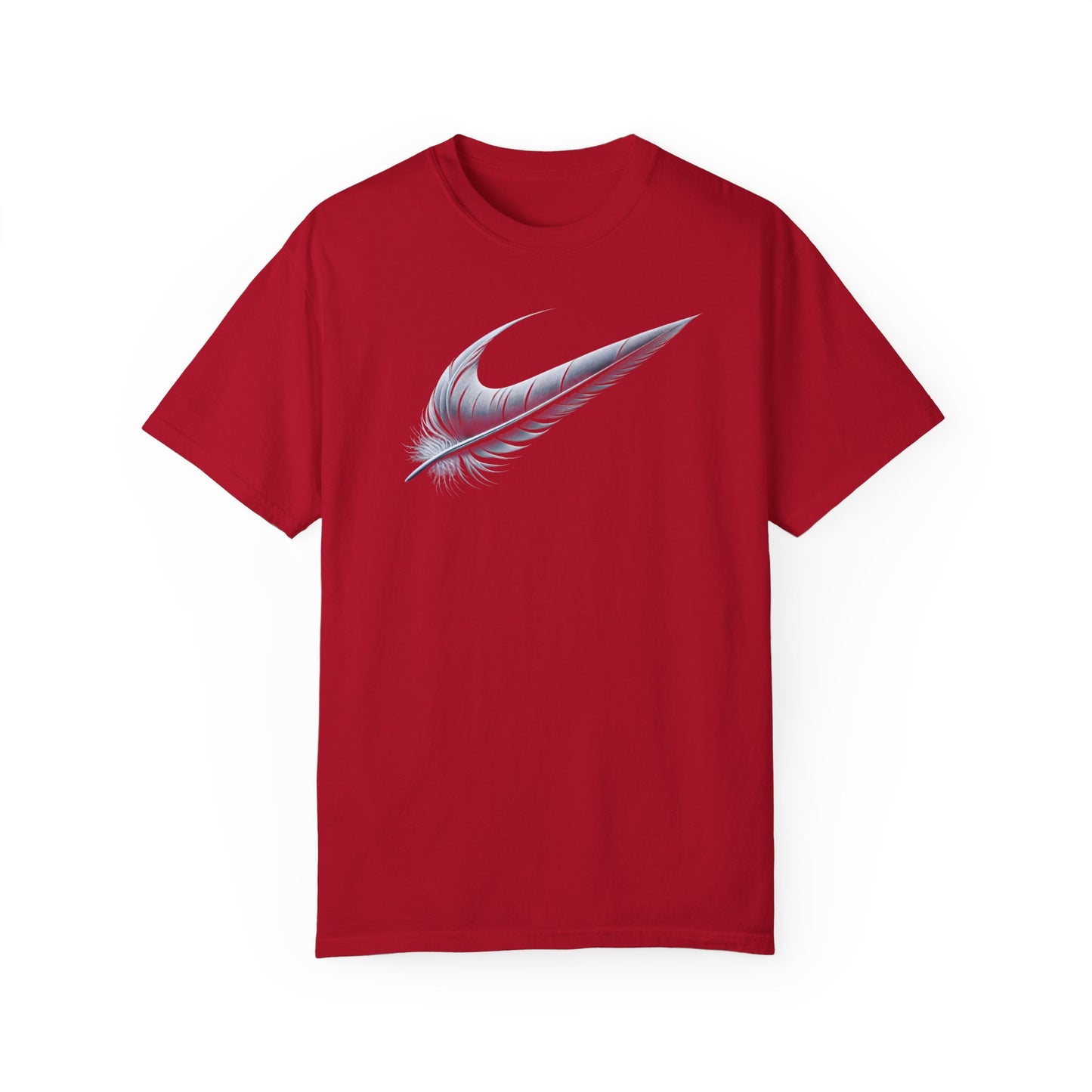 Stylish Unisex Garment-Dyed T-Shirt with Feather Design