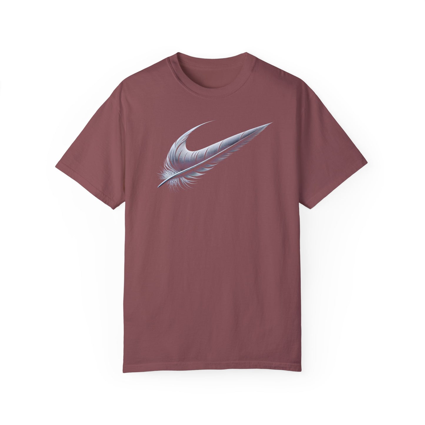 Stylish Unisex Garment-Dyed T-Shirt with Feather Design