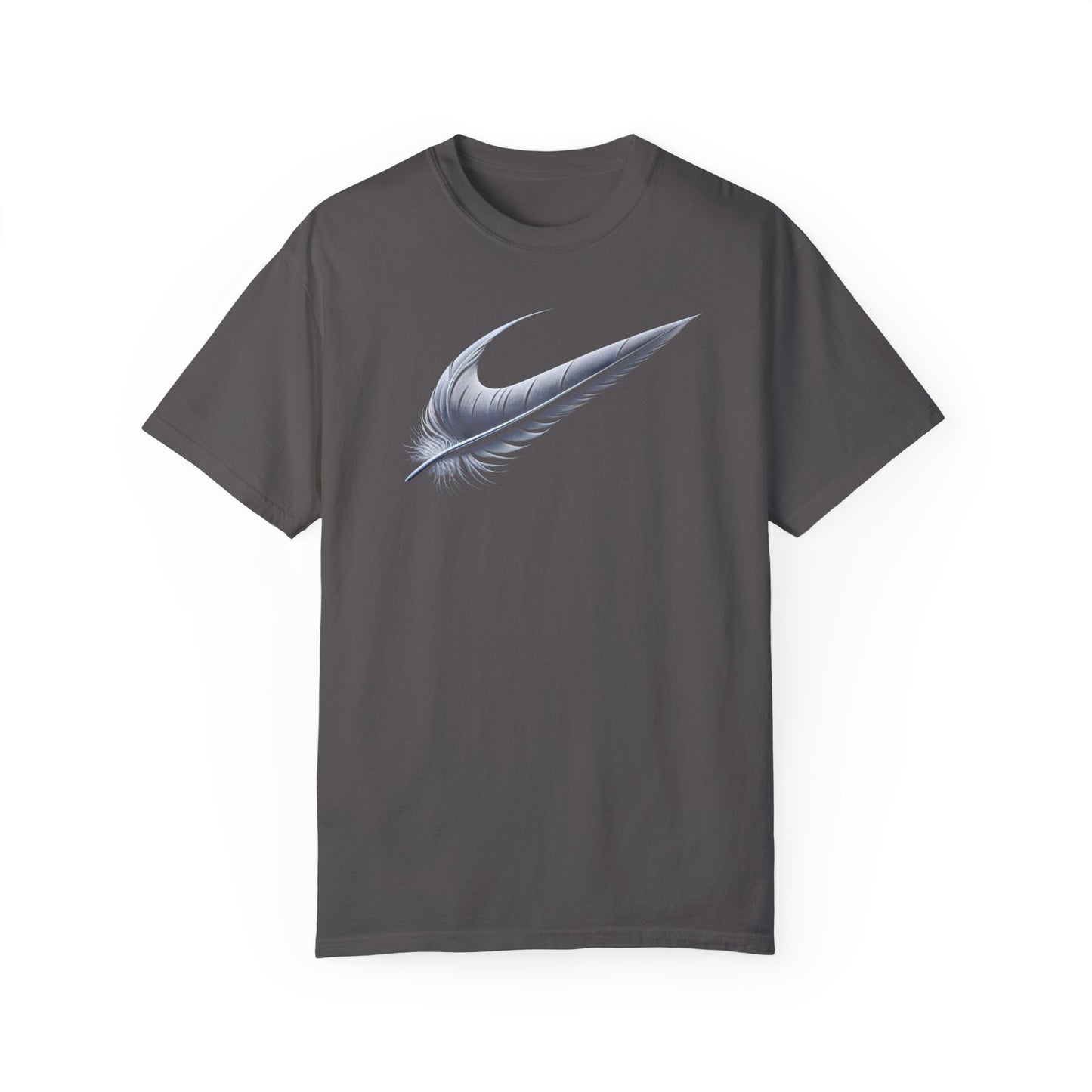 Stylish Unisex Garment-Dyed T-Shirt with Feather Design