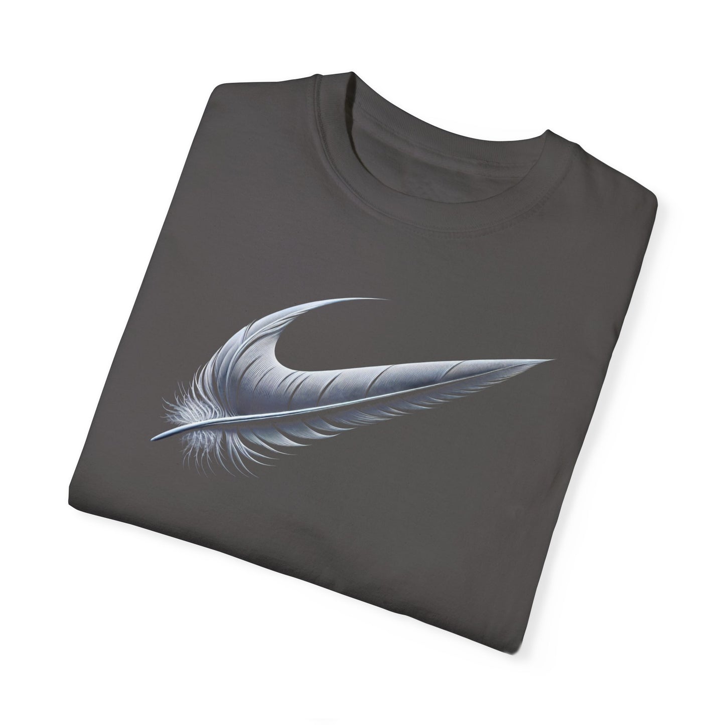 Stylish Unisex Garment-Dyed T-Shirt with Feather Design