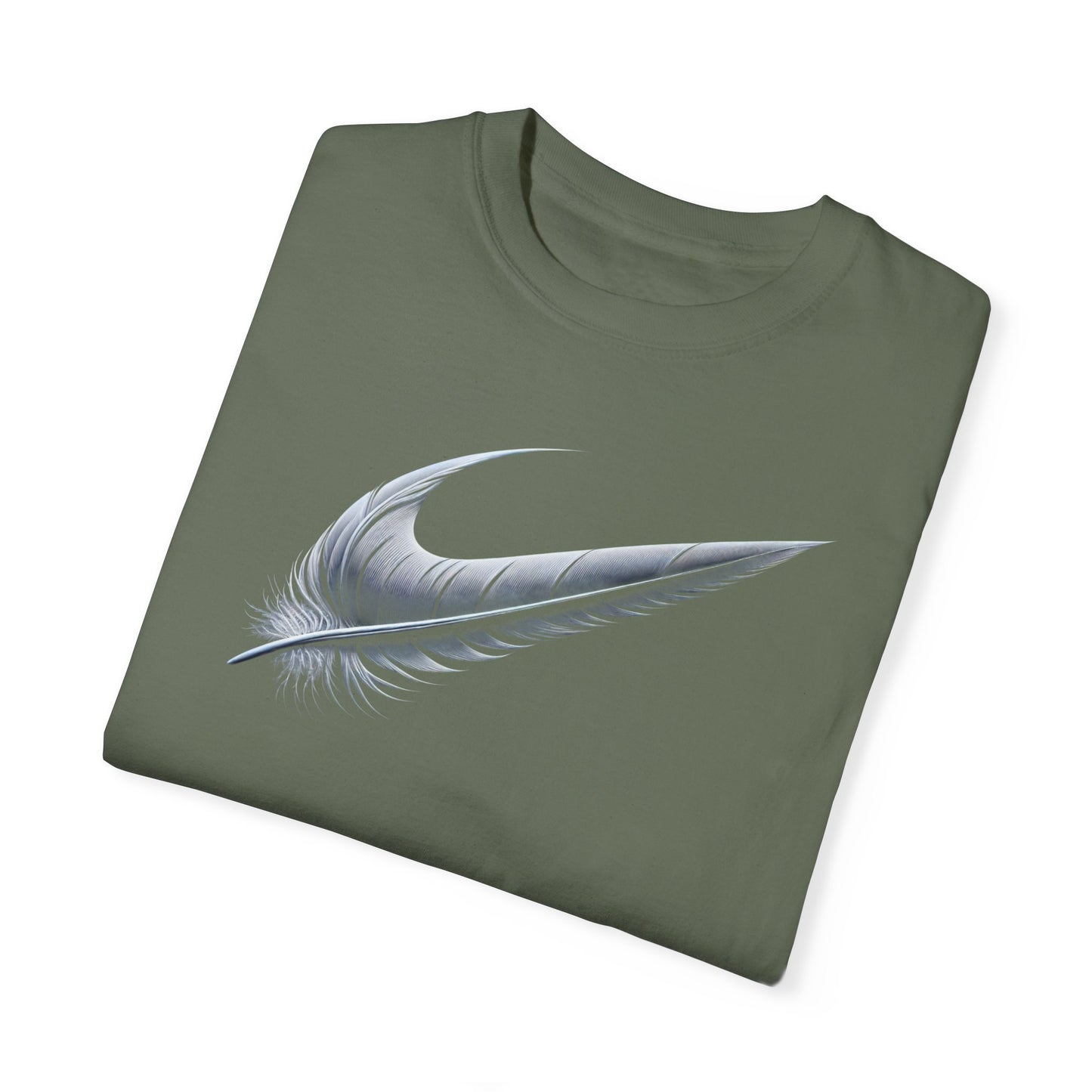 Stylish Unisex Garment-Dyed T-Shirt with Feather Design