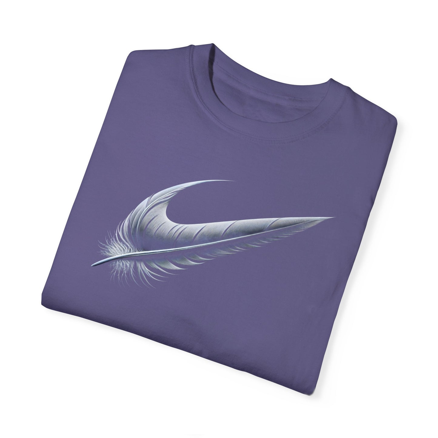 Stylish Unisex Garment-Dyed T-Shirt with Feather Design