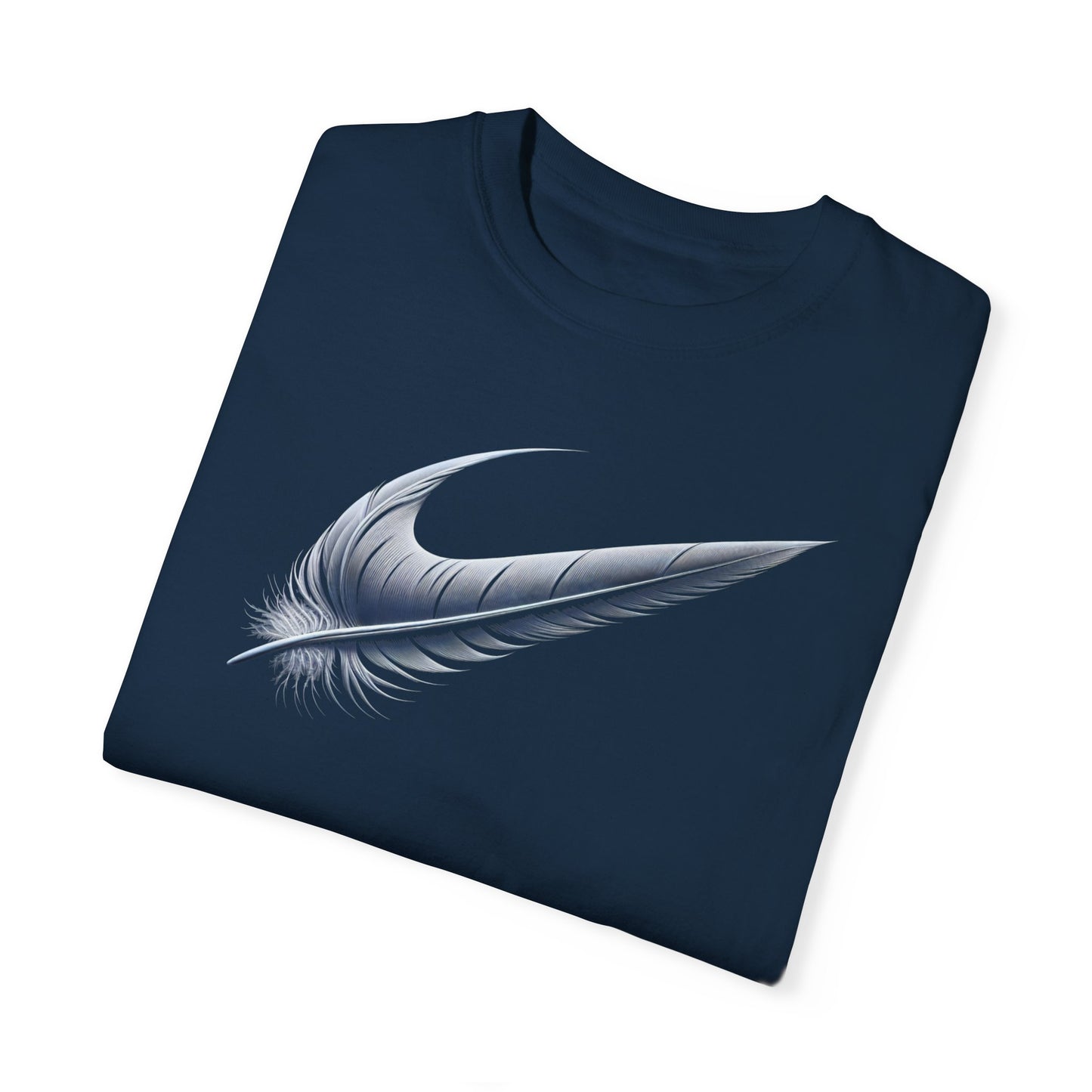 Stylish Unisex Garment-Dyed T-Shirt with Feather Design