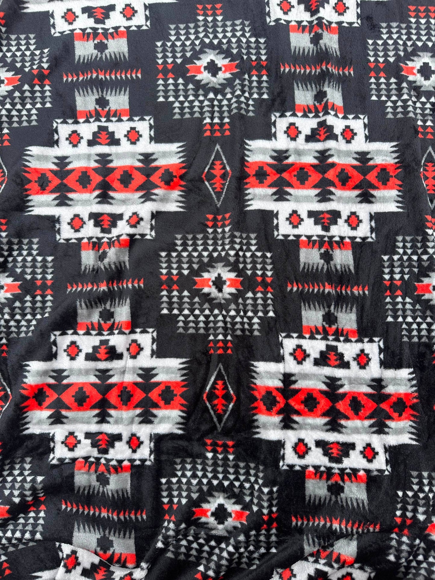 Black Aztec Super Plush Soft Queen Size Mid-Weight Blanket