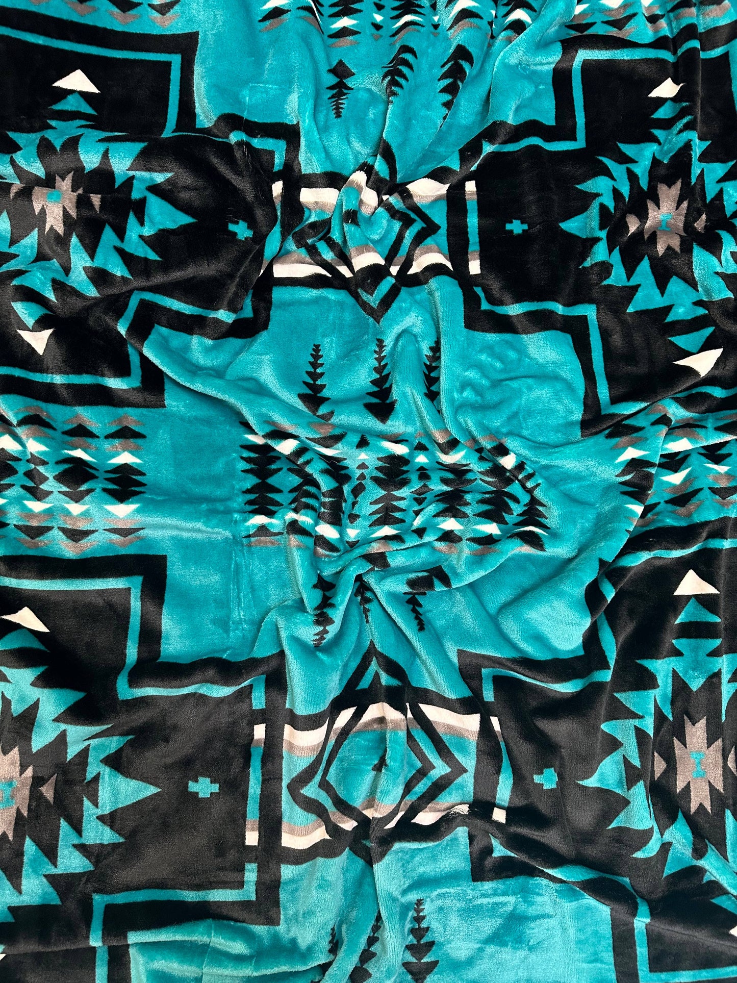 Teal Southwest Aztec King Size Super Soft Plush Blanket