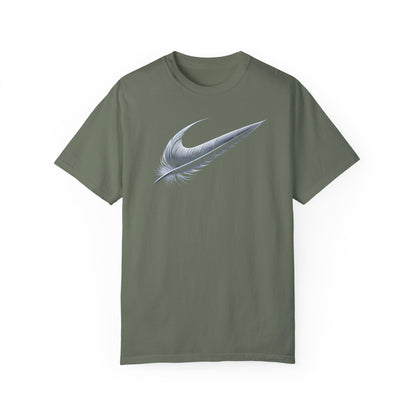 Stylish Unisex Garment-Dyed T-Shirt with Feather Design
