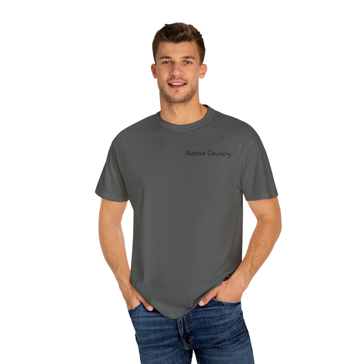 Native Country Unisex Garment-Dyed T-Shirt with Wolf Design