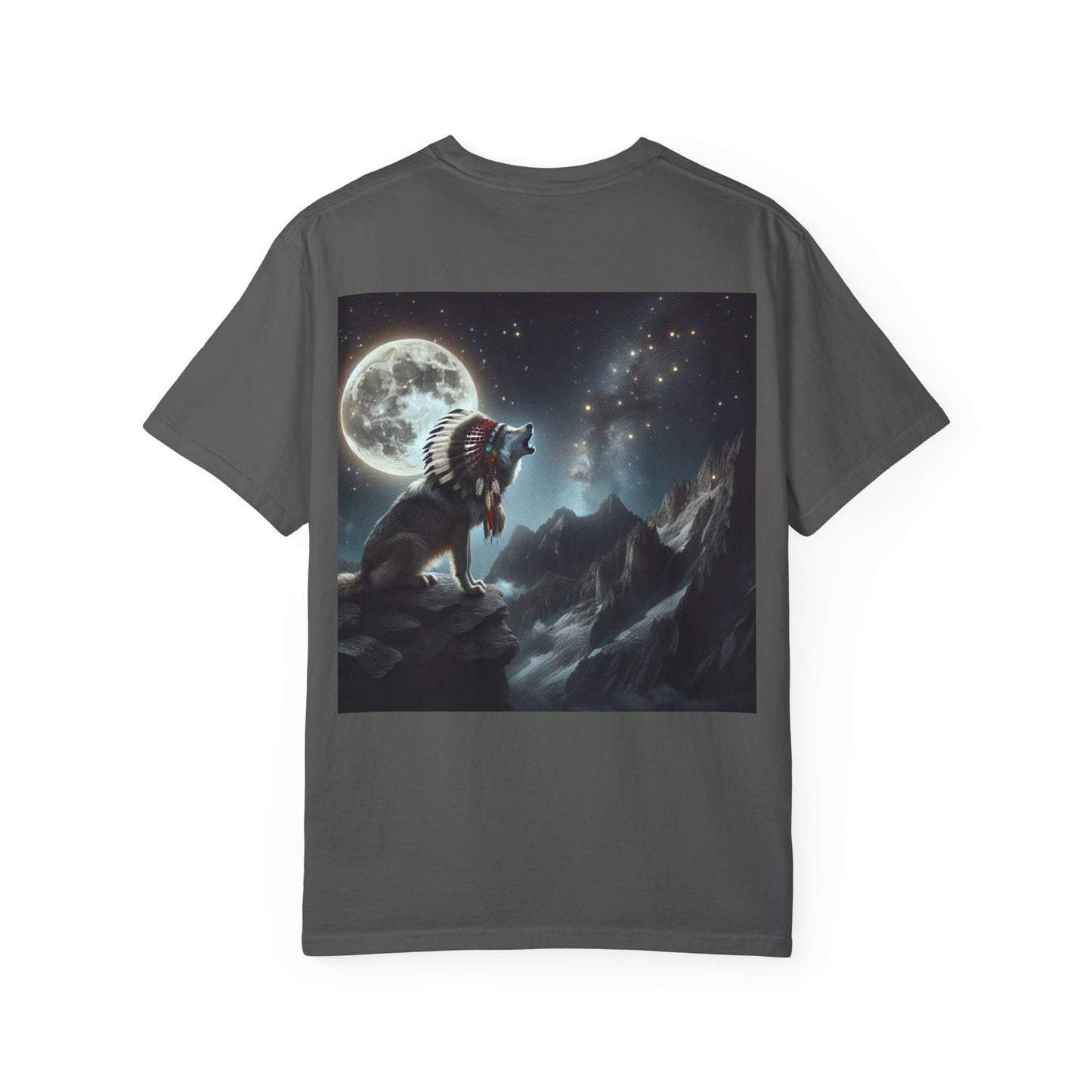 Native Country Unisex Garment-Dyed T-Shirt with Wolf Design