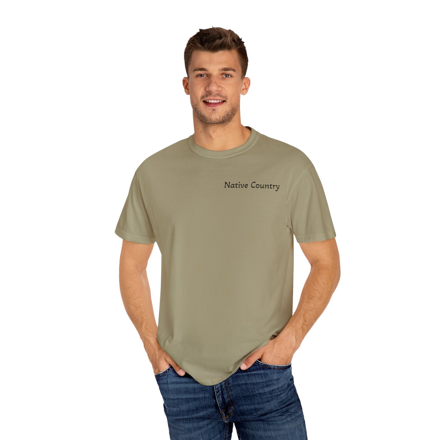 Native Country Unisex Garment-Dyed T-Shirt with Wolf Design