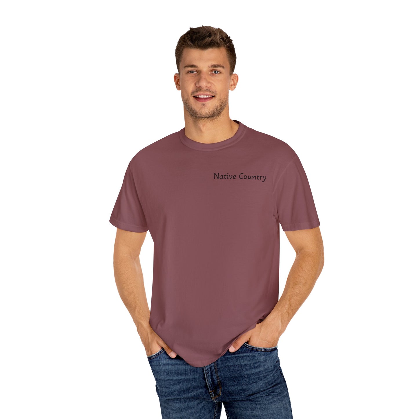 Native Country Unisex Garment-Dyed T-Shirt with Wolf Design