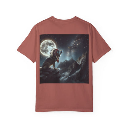 Native Country Unisex Garment-Dyed T-Shirt with Wolf Design