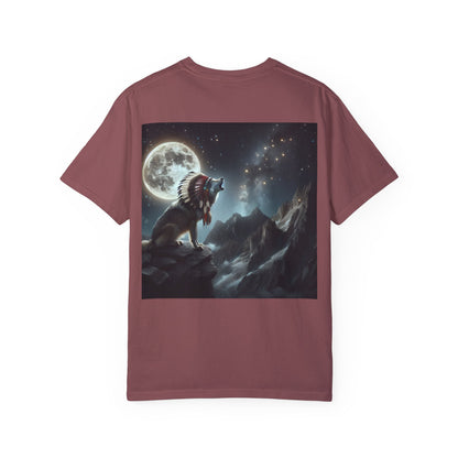 Native Country Unisex Garment-Dyed T-Shirt with Wolf Design