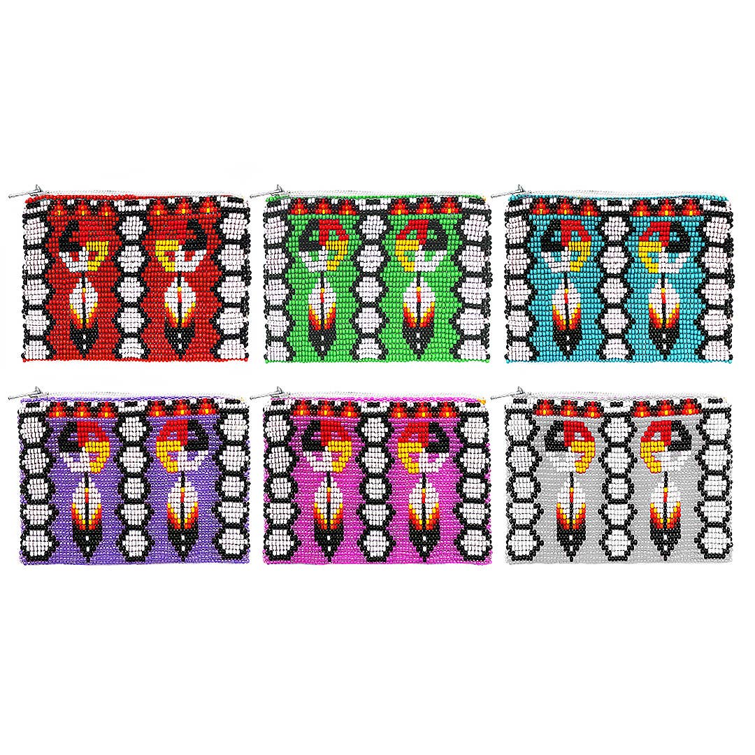 Beaded Medicine Wheel Seed Bead Coin Purse