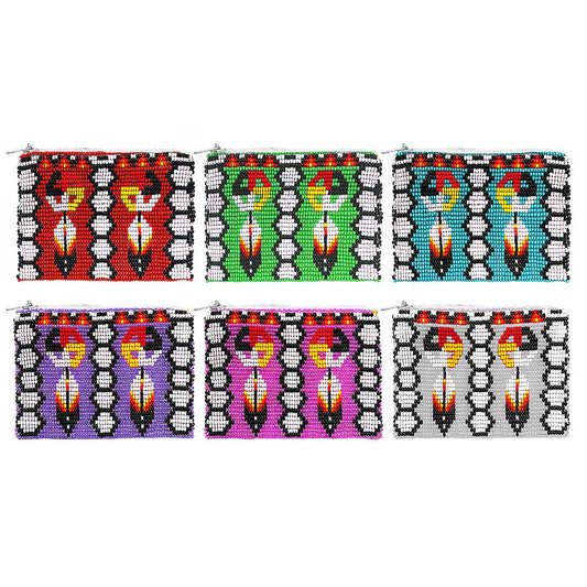 Beaded Native Inspired Medicine Wheel Seed Bead Coin Purse