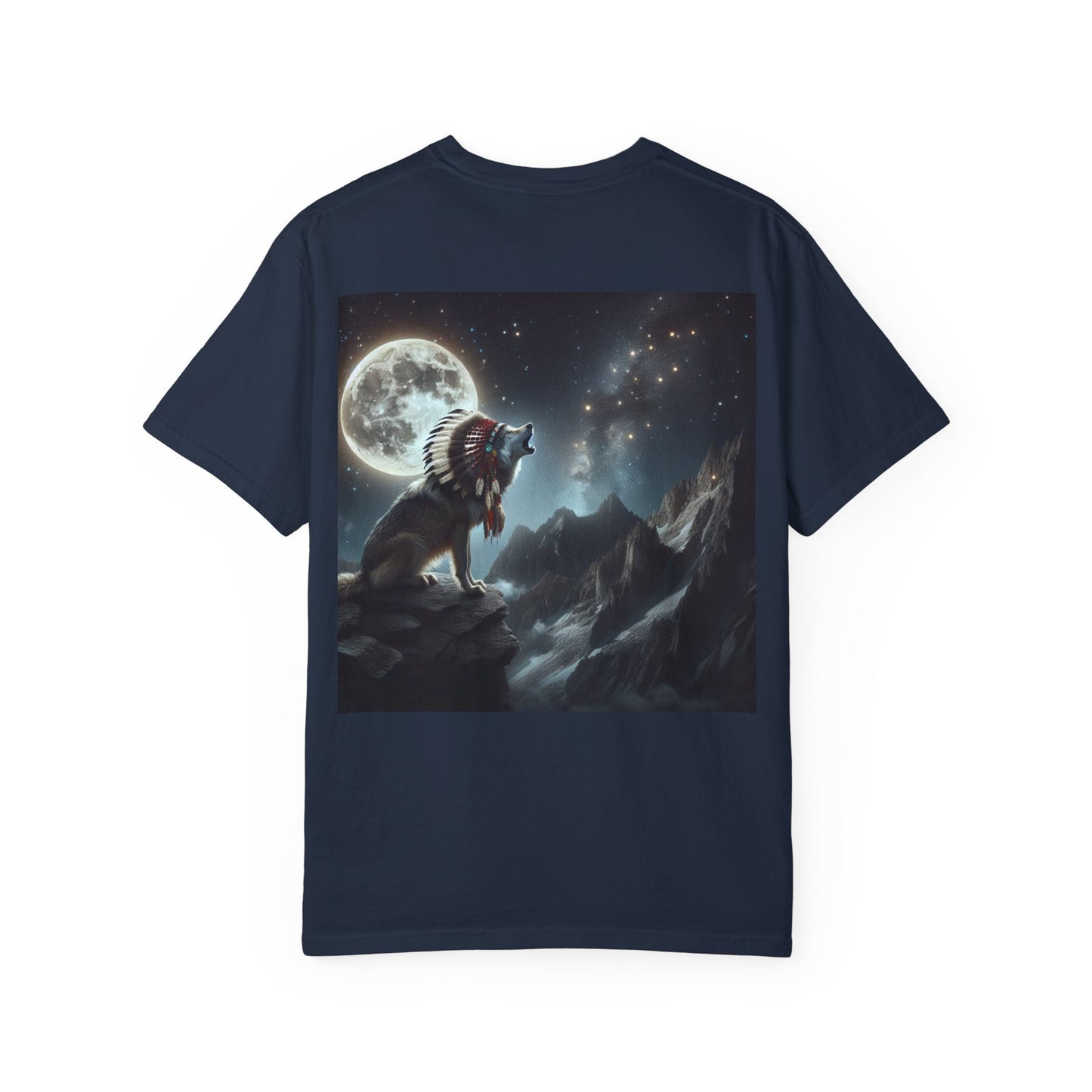 Native Country Unisex Garment-Dyed T-Shirt with Wolf Design