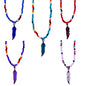 Metal Feather Charm Beaded Necklace