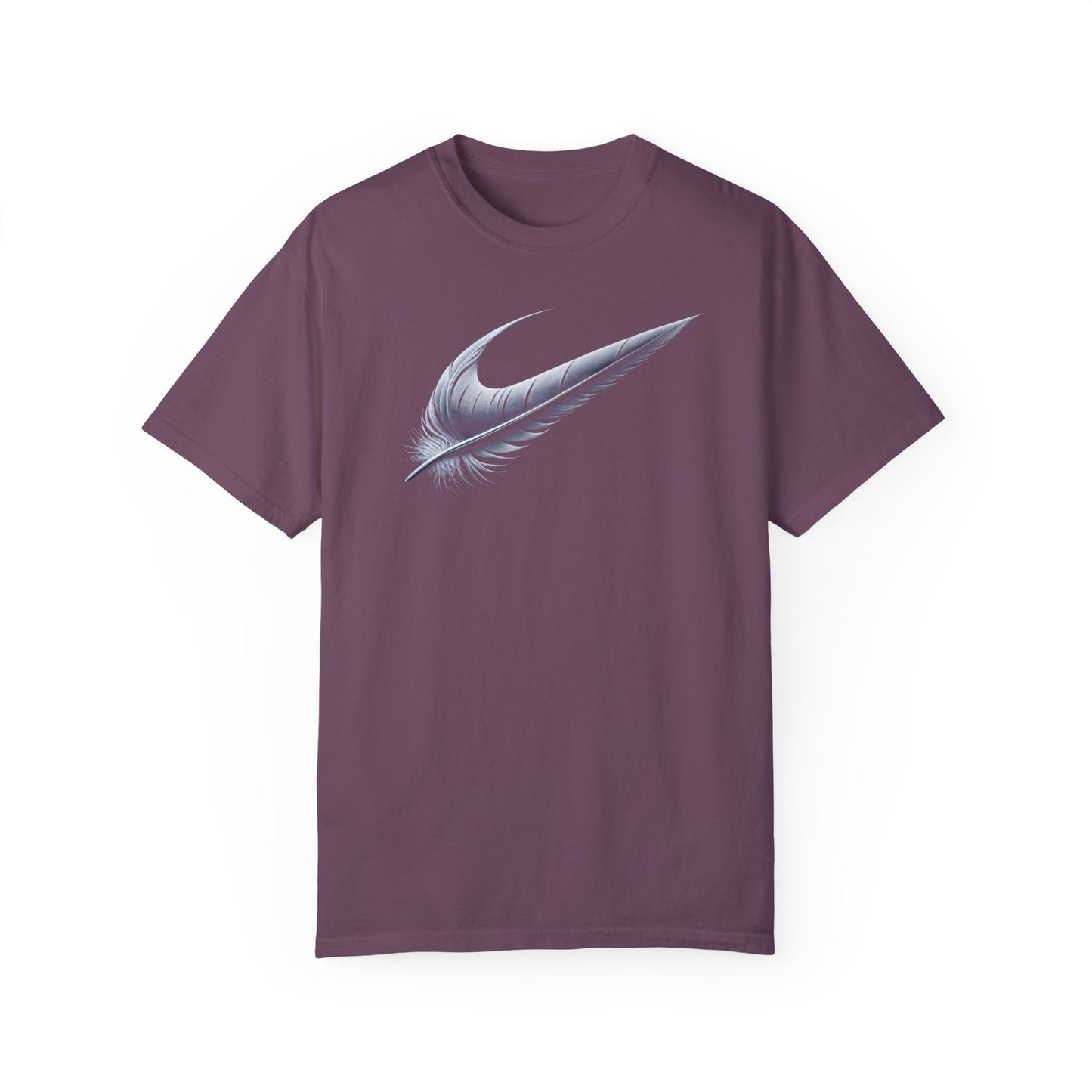 Stylish Unisex Garment-Dyed T-Shirt with Feather Design