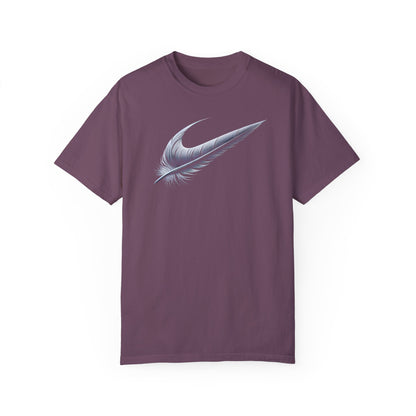 Stylish Unisex Garment-Dyed T-Shirt with Feather Design