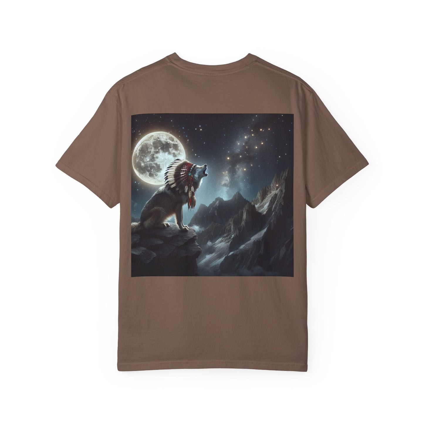 Native Country Unisex Garment-Dyed T-Shirt with Wolf Design