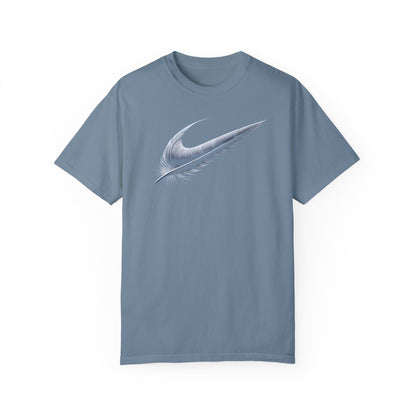 Stylish Unisex Garment-Dyed T-Shirt with Feather Design