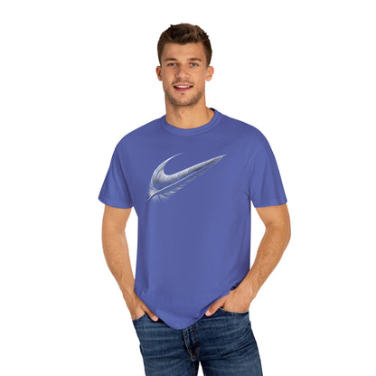 Stylish Unisex Garment-Dyed T-Shirt with Feather Design