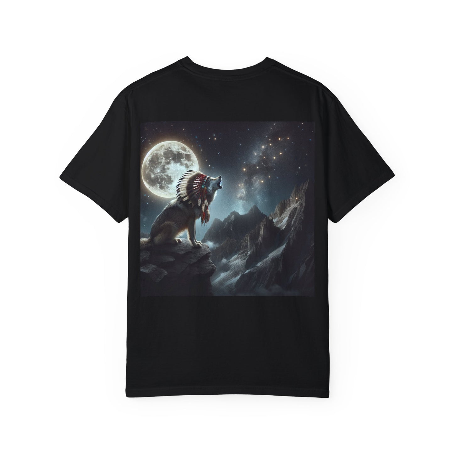 Native Country Unisex Garment-Dyed T-Shirt with Wolf Design