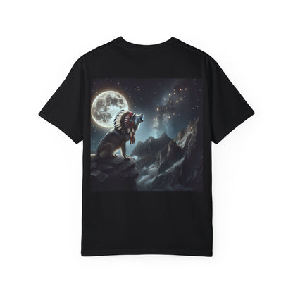 Native Country Unisex Garment-Dyed T-Shirt with Wolf Design