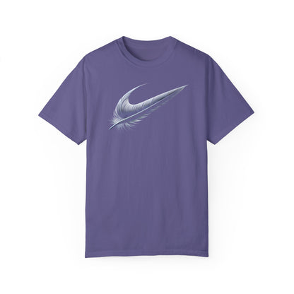Stylish Unisex Garment-Dyed T-Shirt with Feather Design