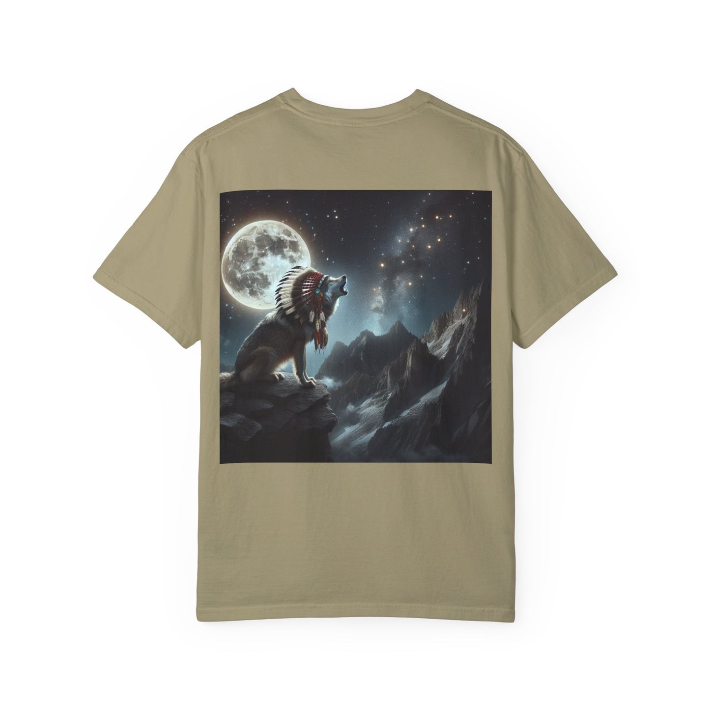 Native Country Unisex Garment-Dyed T-Shirt with Wolf Design