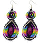 Handmade Beaded Purple Black Dangle Fashion Hook Earrings