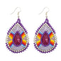 Handmade Beaded Teardrop Shaped Purple Beaded Fashion Hook Earrings