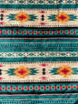 Green Aztec Super Plush Soft Queen Size Mid-Weight Blanket