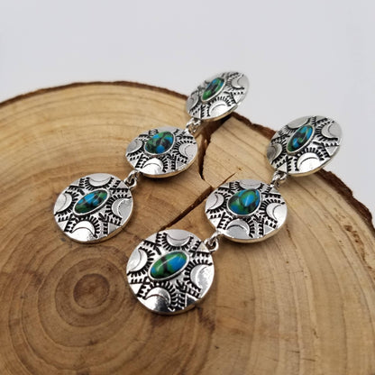 Retro Stacked Disc Turquoise Earrings