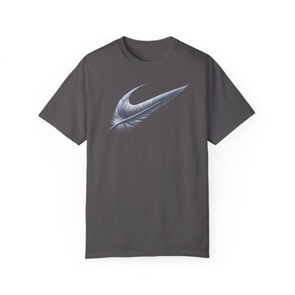 Stylish Unisex Garment-Dyed T-Shirt with Feather Design