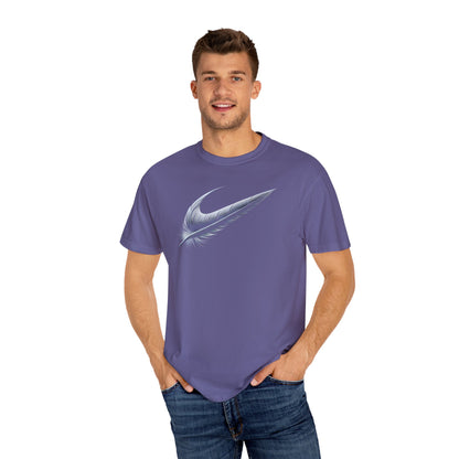 Stylish Unisex Garment-Dyed T-Shirt with Feather Design