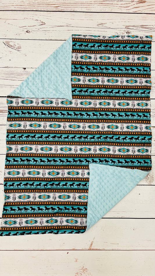 Baby Horse Aztec Print Western Blanket