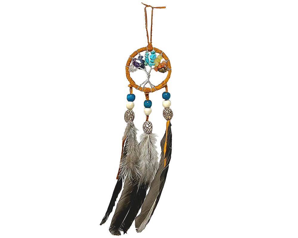 Small Tree of Life Chip Stone Dream Catcher Hanging Ornament