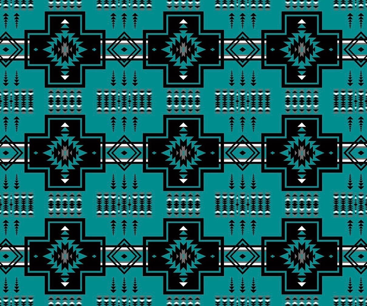 Teal Southwest Aztec King Size Super Soft Plush Blanket