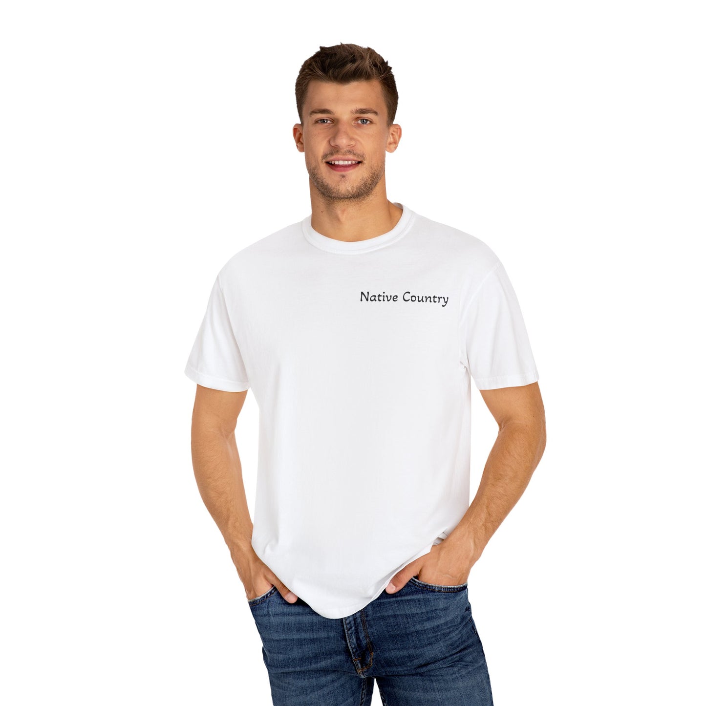 Native Country Unisex Garment-Dyed T-Shirt with Wolf Design