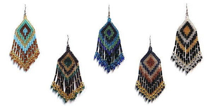 Large Seed Bead Fringe Long Dangle Earrings