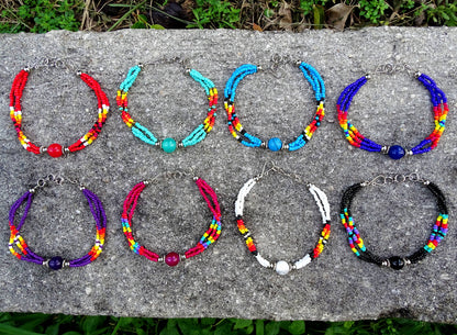 Stone Ball Beaded Multi Strand Bracelet