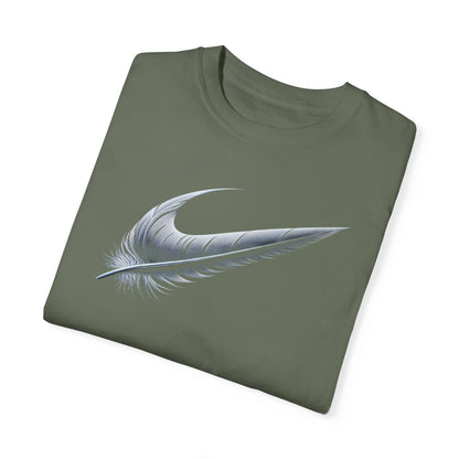 Stylish Unisex Garment-Dyed T-Shirt with Feather Design