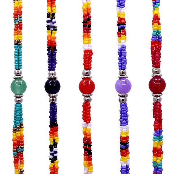 Stone Ball Beaded Multi Strand Bracelet